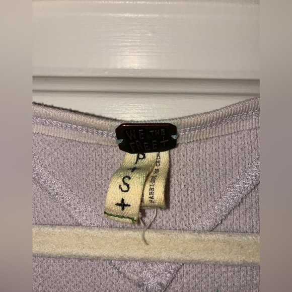 Free people Art School Embroidered Lavender thermal waffle Anthropologie Sz S - Picture 2 of 9